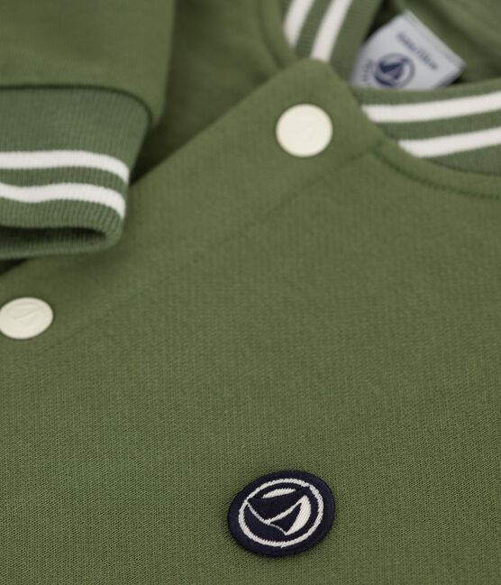 Kinder College-Jacke aus Baumwolle grün OLIVINE/ MILK