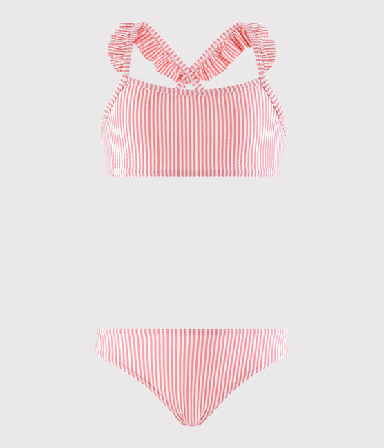 Kinder-Bikini aus recyceltem Material für Mädchen rosa GRETEL/weiss MARSHMALLOW