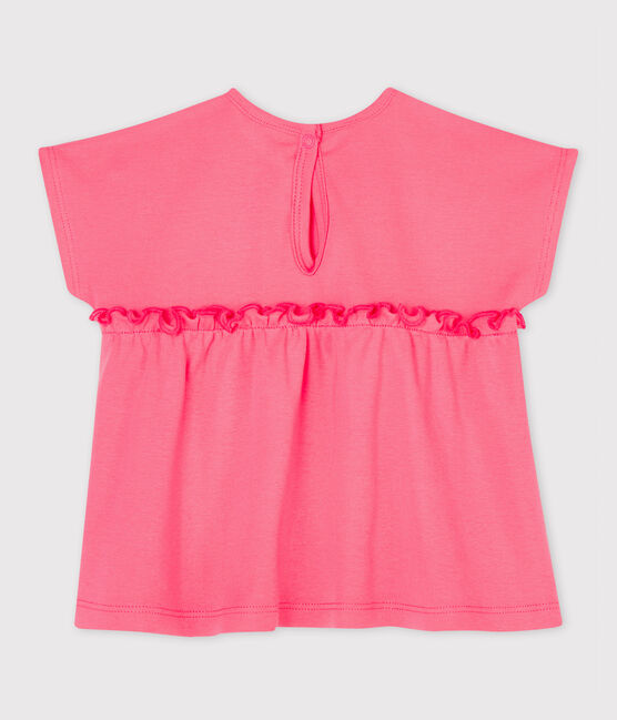 Kurzärmelige einfarbige Baby-Bluse für Mädchen rosa CUPCAKE
