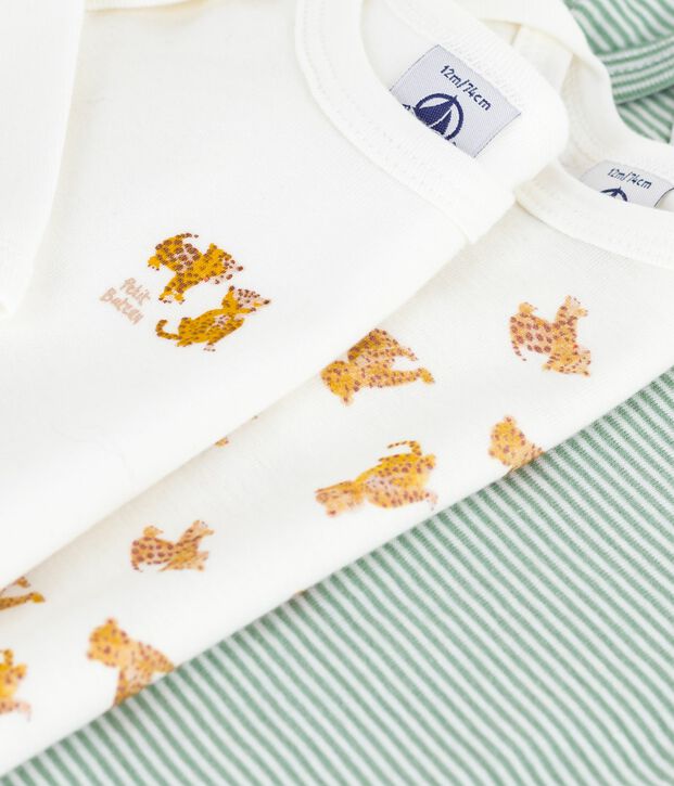 Set lang&auml;rmeliger Baby-Bodys aus Baumwolle mit Leoparden-Motiv vielfarbig