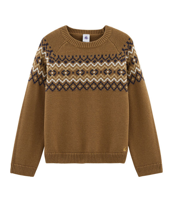 Kinder-Pullover für Mädchen braun BRINDILLE/weiss MULTICO