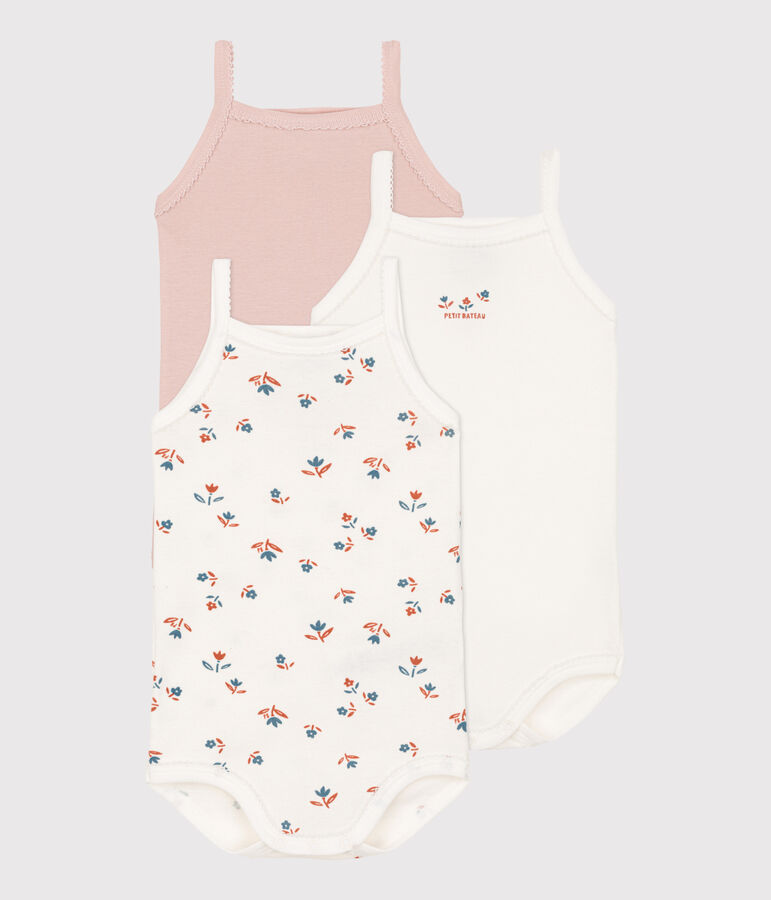 3er-Set gebl&uuml;mte Tr&auml;gerbodys aus Baumwolle f&uuml;r Babys vielfarbig