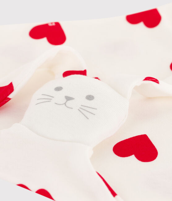 Kuscheltier aus Baumwolle, mit Herzmotiv weiss MARSHMALLOW/rot TERKUIT