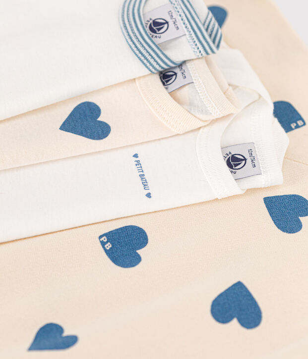 Baby-Set Strampler und 3 Bodys mit blauen Herzen vielfarbig