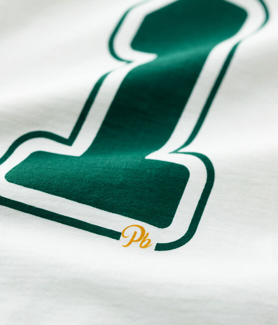 Langärmeliges Kinder-T-Shirt aus Baumwolle für Jungen weiss MARSHMALLOW 1