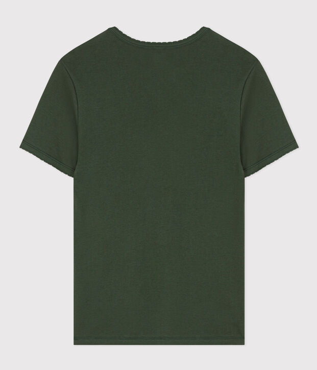 Damen-T-Shirt L&rsquo;ICONIQUE aus Baumwolle mit M&auml;usez&auml;hnchen gr&uuml;n