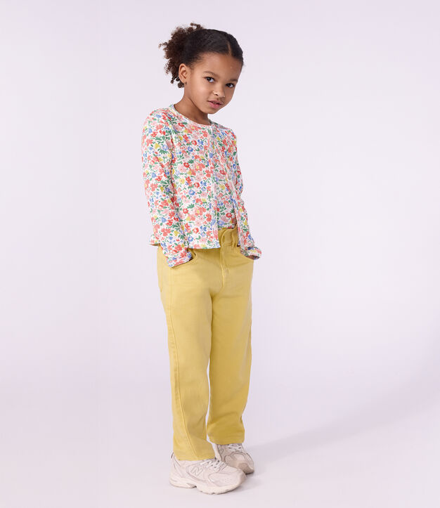 Kinder-Cardigan aus Baumwolle mit Blumenmuster weiss/vielfarbig