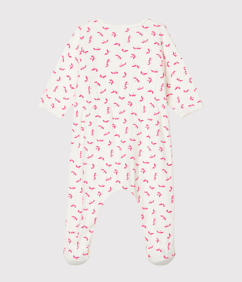 Baby-Bodyjama aus Doppeljersey f&uuml;r M&auml;dchen weiss/rosa