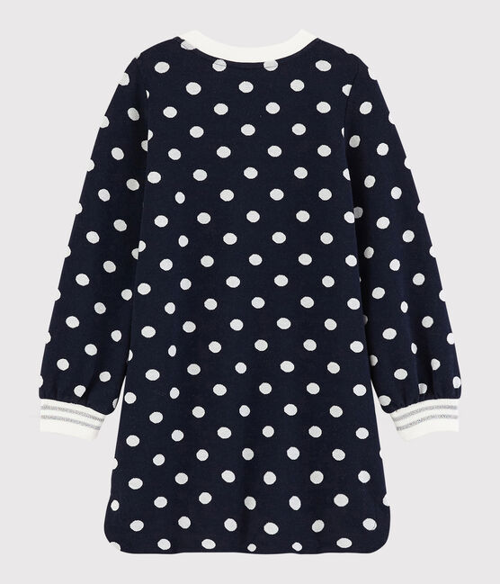 Langärmeliges Kinderkleid für Mädchen blau SMOKING/weiss MARSHMALLOW