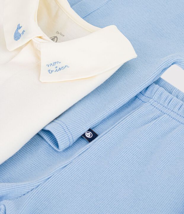 3-teiliges Baby-Set aus Baumwolle mit besticktem Kragen FLO