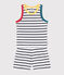 Kinder-Kurzpyjama aus Baumwolle mit gestreiftem Tanktop weiss MARSHMALLOW/blau SMOKING