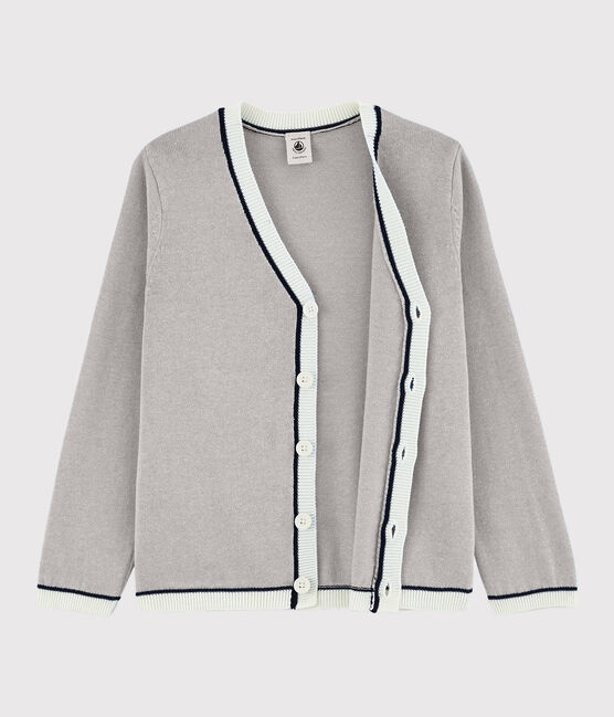 Kinder-Cardigan aus Baumwoll-Jersey für Jungen grau POUSSIERE CHINE