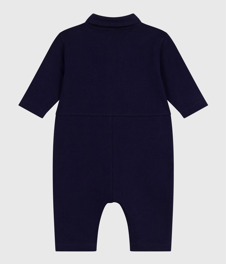 Langer Baby-Overall aus einfarbiger Baumwolle im Tankwart-Stil blau