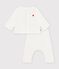 Baby-Set aus schlichtem, besticktem Baumwollstoff weiss