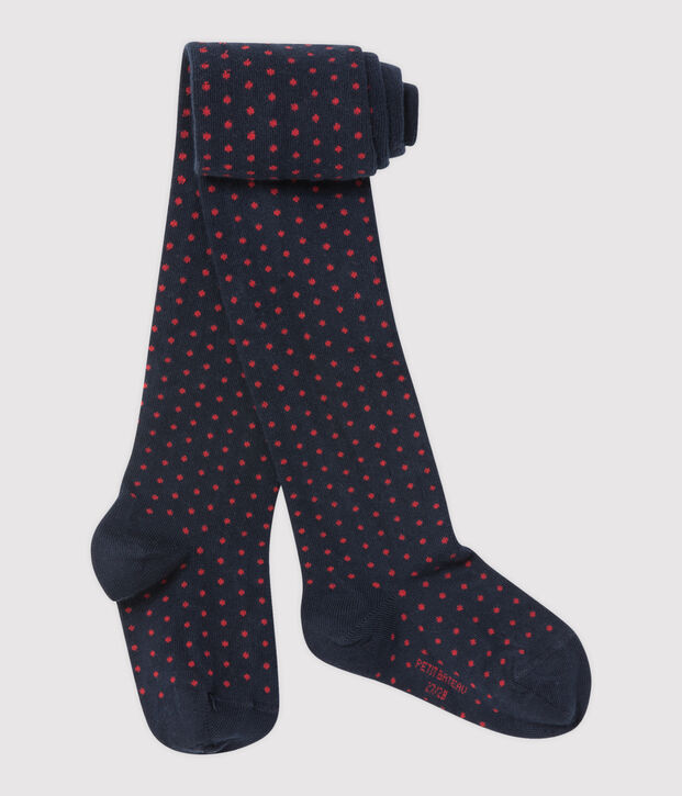 Gepunktete M&auml;dchen-Strumpfhose blau/rot