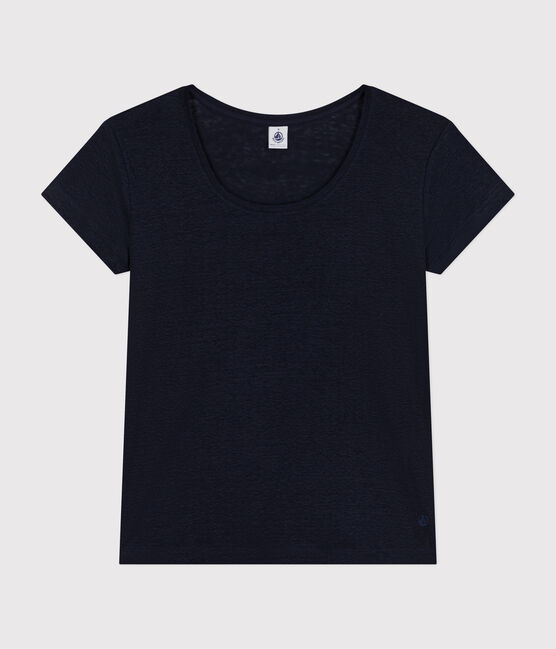 T-Shirt Le Droit aus Leinen mit Rundhalsausschnitt, Damen blau SMOKING
