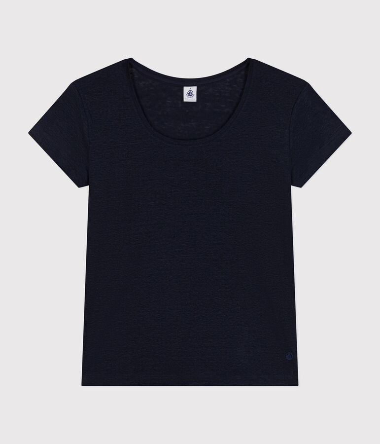 T-Shirt Le Droit aus Leinen mit Rundhalsausschnitt, Damen blau