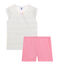 Kinder-Kurzpyjama aus Leinen/Baumwolle für Mädchen weiss MARSHMALLOW/weiss MULTICO