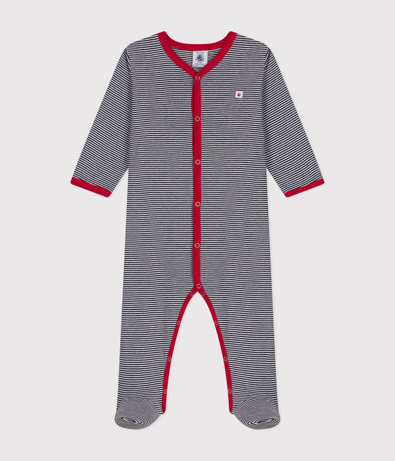Langärmeliger Baby-Pyjama aus Baumwolle blau SMOKING/weiss MARSHMALLOW