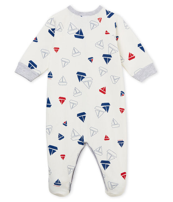 Baby-Strampler aus gedoppeltem Jersey für Jungen weiss MARSHMALLOW/weiss MULTICO