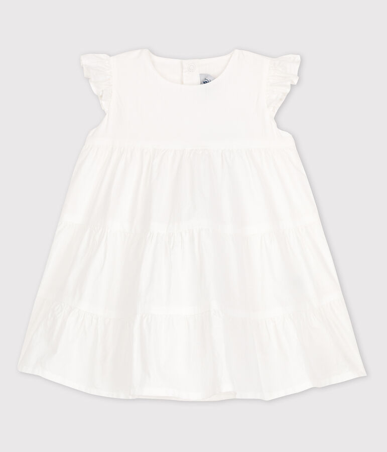 &Auml;rmelloses Babykleid aus Popeline weiss