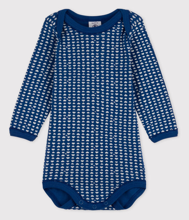 Lang&auml;rmliger Baby-Body f&uuml;r M&auml;dchen blau/weiss