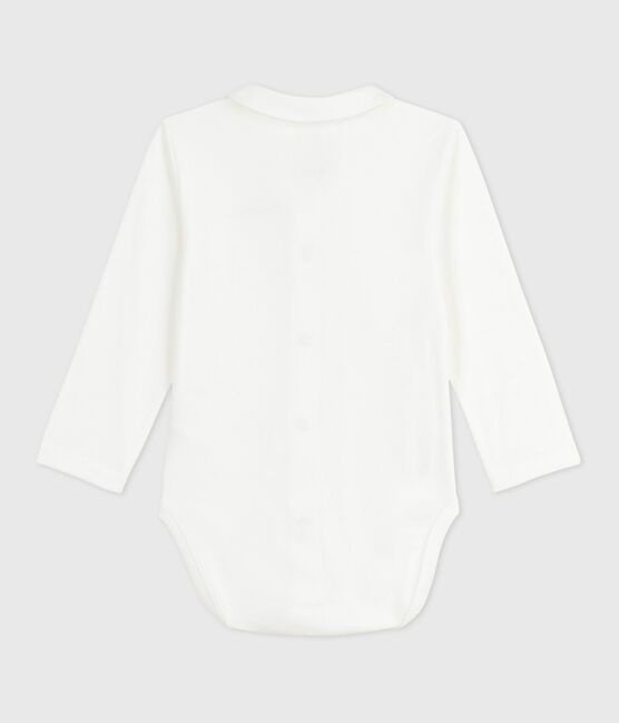 Baby-Body mit besticktem Kragen und Schriftzug an der Brust MARSHMALLOW/ ADRIATIC
