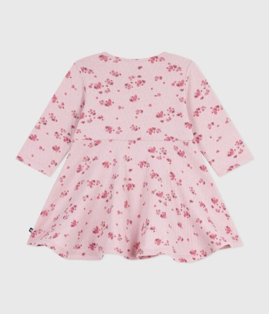 Langärmeliges Baby-Kleid aus Baumwolle mit Blumenmuster rosa JOLI/weiss MULTICO