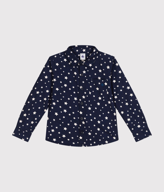 Kinder-Hemd aus Flanell für Jungen blau MEDIEVAL/weiss MARSHMALLOW