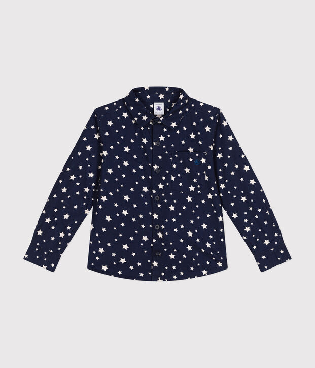 Kinder-Hemd aus Flanell f&uuml;r Jungen blau/weiss