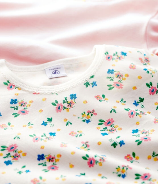 2er-Set kurzärmelige T-Shirts aus Bio-Baumwolle mit Blumenmuster für Mädchen variante 1