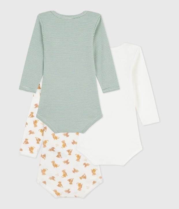 Set lang&auml;rmeliger Baby-Bodys aus Baumwolle mit Leoparden-Motiv vielfarbig