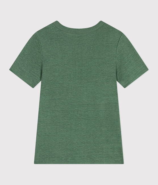 Kurzärmeliges Damen-T-Shirt aus Leinen grün PALMERAIE