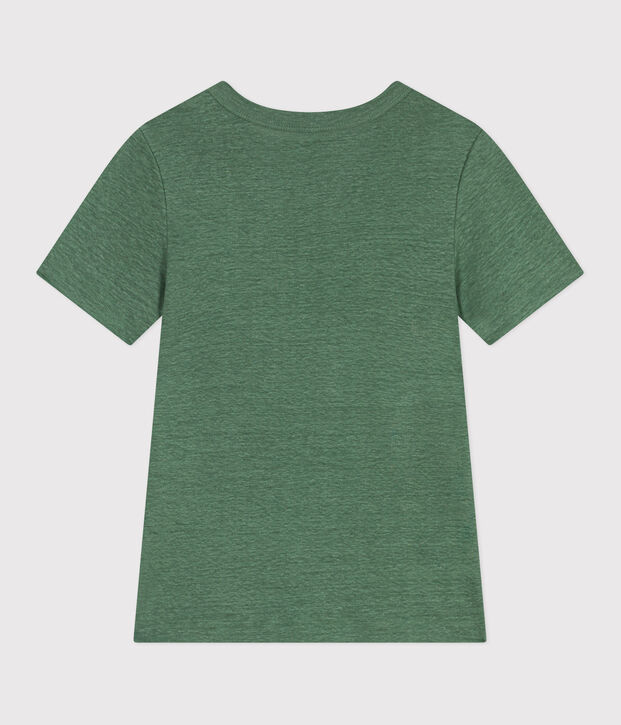 Kurz&auml;rmeliges Damen-T-Shirt aus Leinen gr&uuml;n