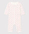 Baby-Langoverall aus Molton mit Herzchen weiss MARSHMALLOW/rot PEPS