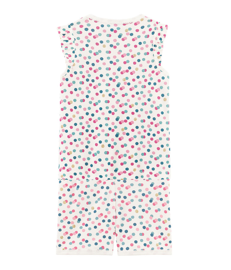Kurzpyjama aus Rippstrick f&uuml;r kleine M&auml;dchen weiss/vielfarbig