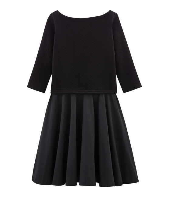 Langärmliges Kleid aus Materialmix für Damen schwarz NOIR