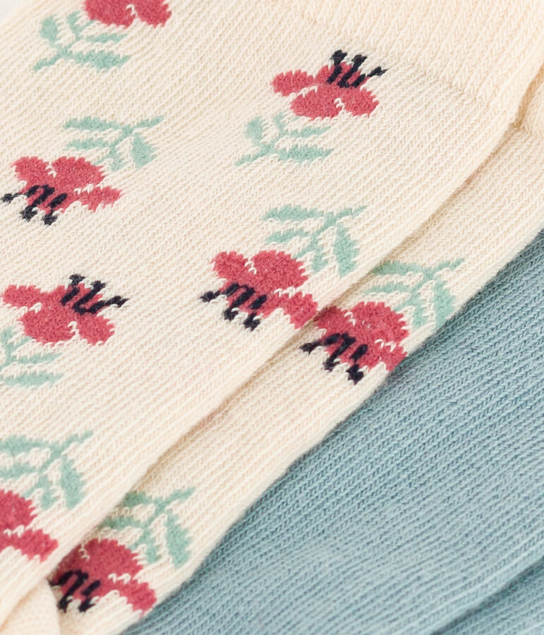2er-Set gebl&uuml;mte Kindersocken aus Baumwolljersey vielfarbig
