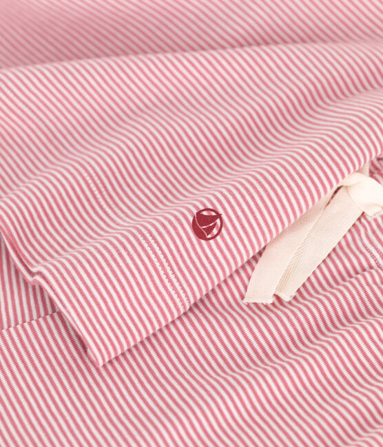 Damen-Pyjamashorts aus gestreifter Baumwolle rosa ROSEWOOD/ MARSHMALLOW