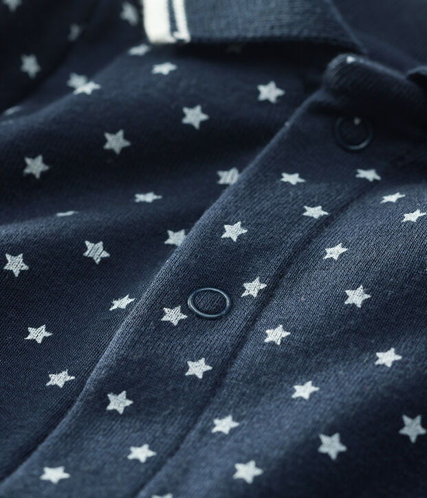 Lang&auml;rmliger Baby-Body mit Polokragen blau/weiss