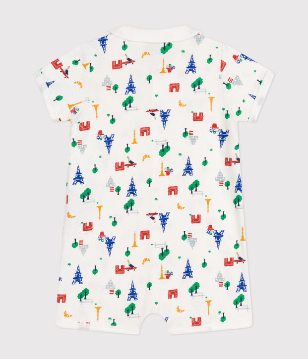 Baby-Kurzoverall aus Baumwolle weiss/vielfarbig