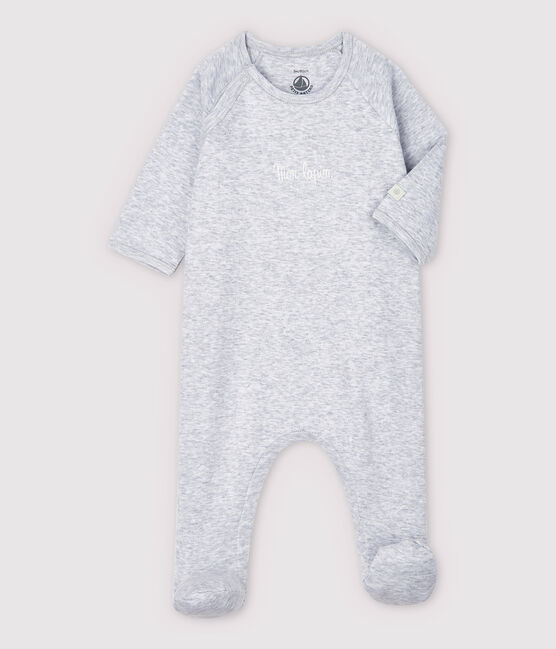 Grau melierter Baby-Strampler aus Bio-Baumwolle grau POUSSIERE CHINE