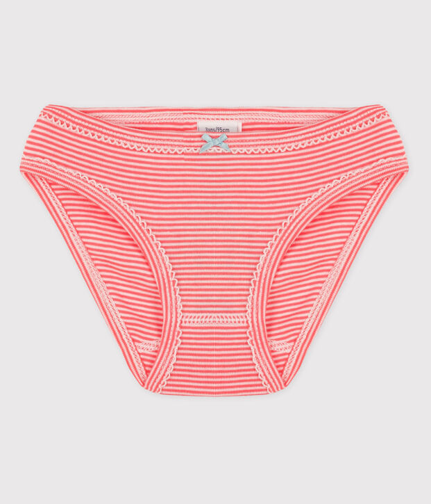 3er-Set Slips aus Baumwolle und Elastan mit Blumenmuster f&uuml;r M&auml;dchen orange/weiss