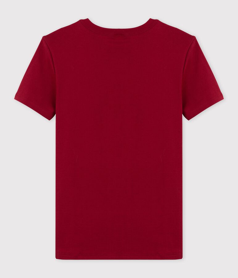 Klassisches Damen-T-Shirt aus Baumwolle mit Rundhalsausschnitt rot SANGRIA