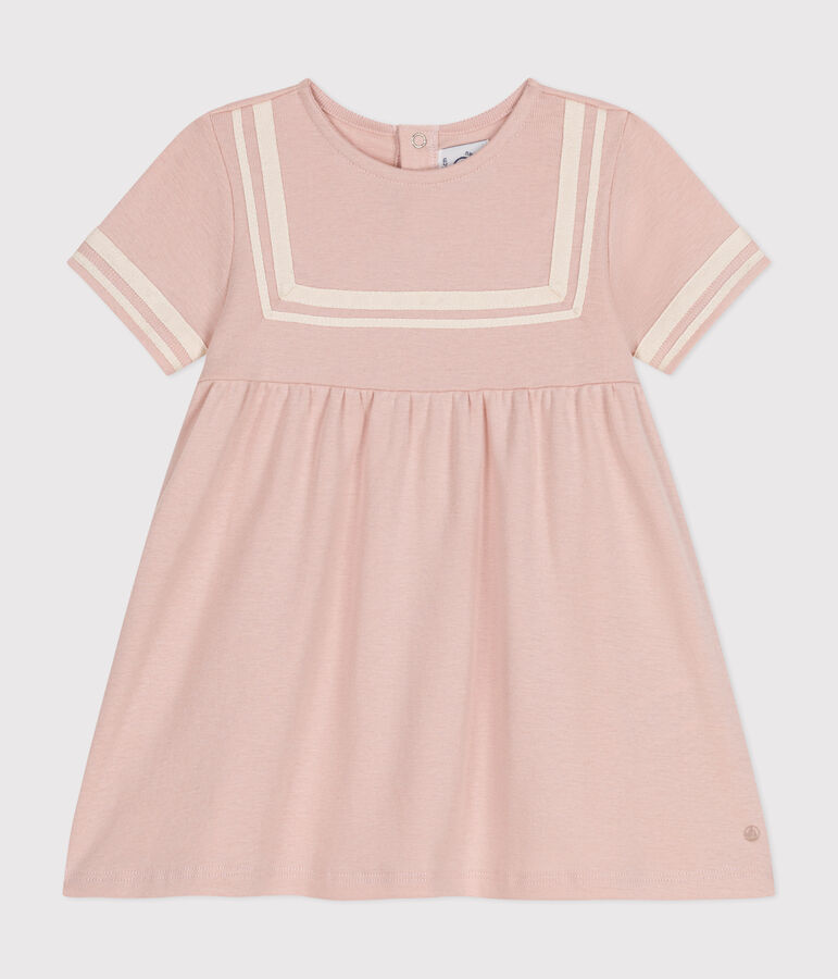 Kurz&auml;rmeliges Baby-Kleid im Matrosenstil aus Bio-Baumwolle rosa