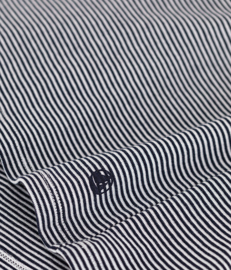 Kurz&auml;rmeliges Damen-T-Shirt L'Iconique aus gestreiftem Rippstrick blau SMOKING/weiss MARSHMALLOW