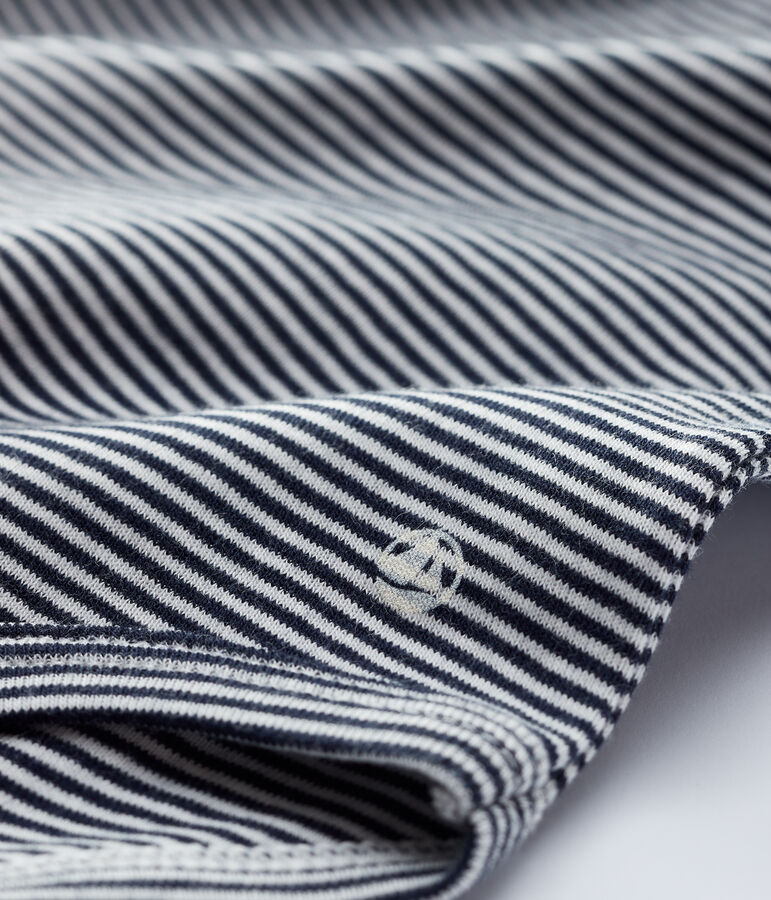 Baby-Body mit Claudine-Kragen aus Baumwolle f&uuml;r M&auml;dchen blau/weiss