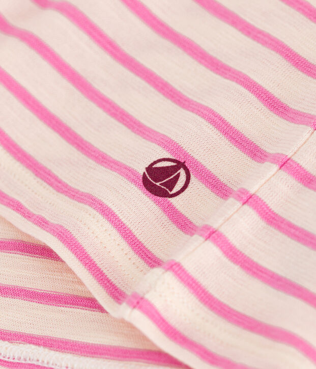 Gestreiftes T-Shirt aus geflammtem Jersey Kinder/M&auml;dchen naturfarben/rosa