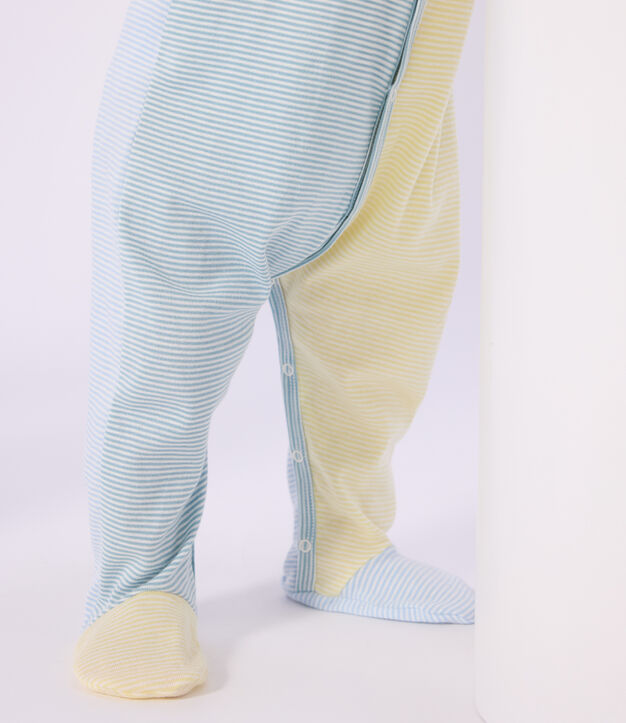 Strampler aus Baumwolle mit Streifen blau/weiss