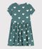 Kurzärmeliges Kleid aus Bio-Baumwolle für Mädchen grün BRUT/weiss AVALANCHE